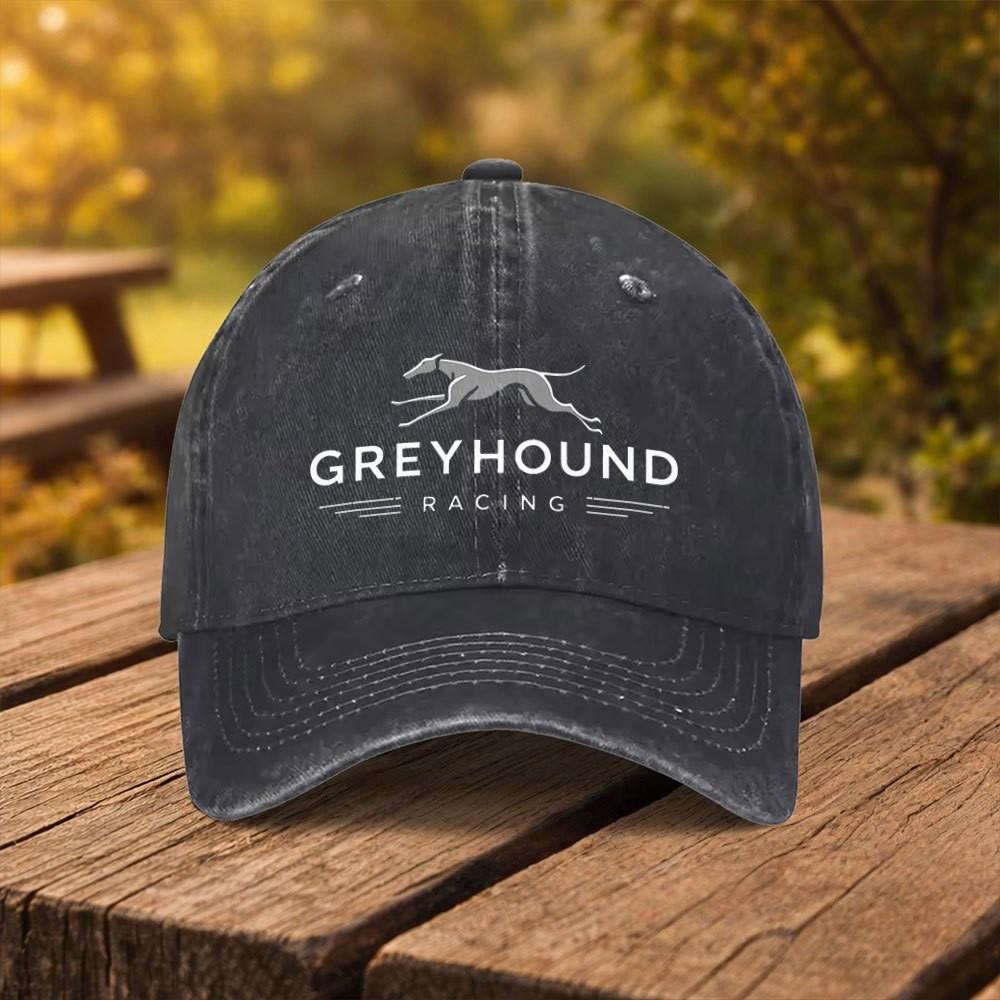 Greyhound Racing Baseball Cap Washed Cotton Adjustable Outdoor Sports Graphic Hat