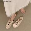 Fashion SUOJIALUN 2024 Autumn Round Toe Women Flat Shoes New Brand Shallow Slip On Ladies Casual Mary Jane Shoes Soft Dress Ballerinas