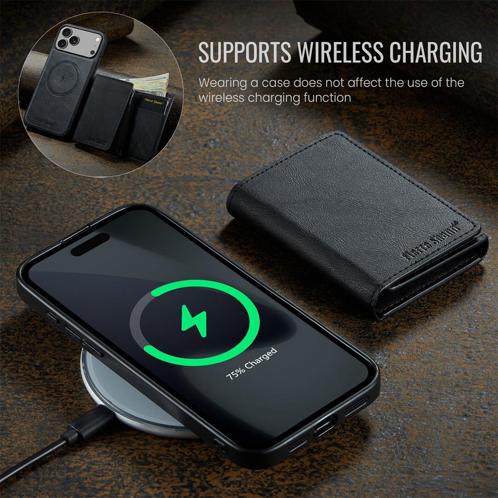 Geldbörse Kartenfach Leder Handyhülle für IPhone 17 Air 17 Pro Max 15 16 Plus 14 13 12 11 Magnetisch Magsafe Ständer Rückabdeckung
