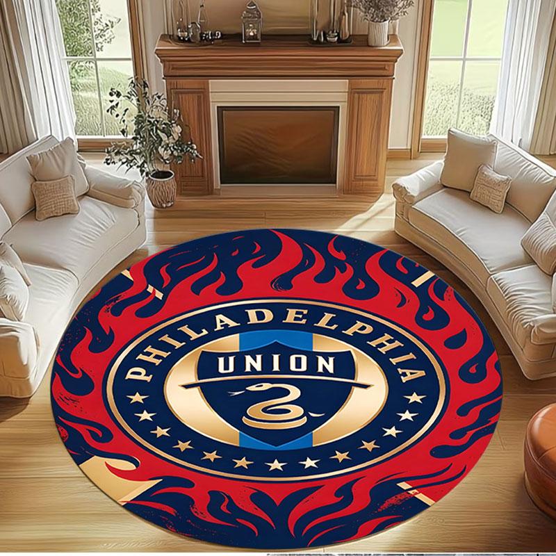 Philips Sports Union Print Round Rug, Washable Floor Carpet, For Entryway Dorm Laundry Room Office Study, Home Decor Birthday Christmas Gift