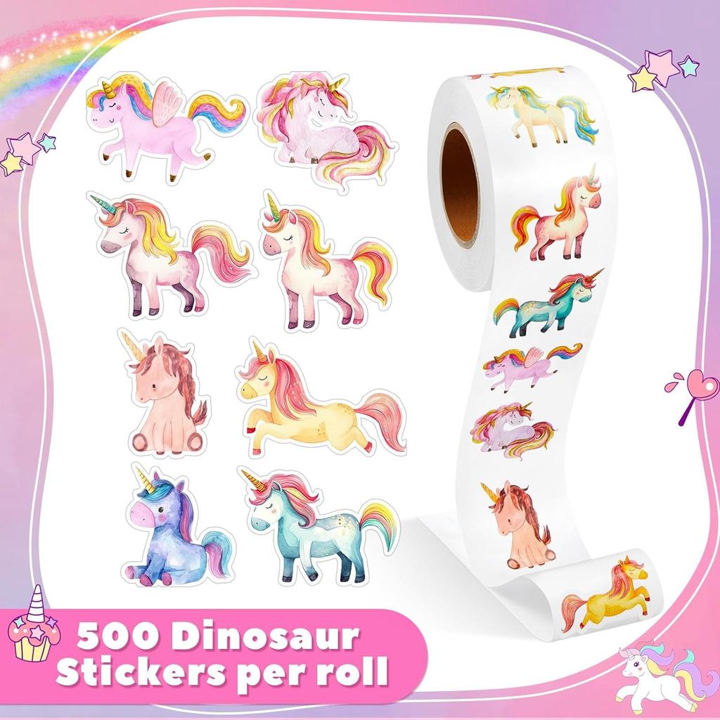 100-500pcs Cartoon Animal Unicorn Sticker Kids Reward Sticker Gift Decoration Label Encouragement Student Stationery Stickers