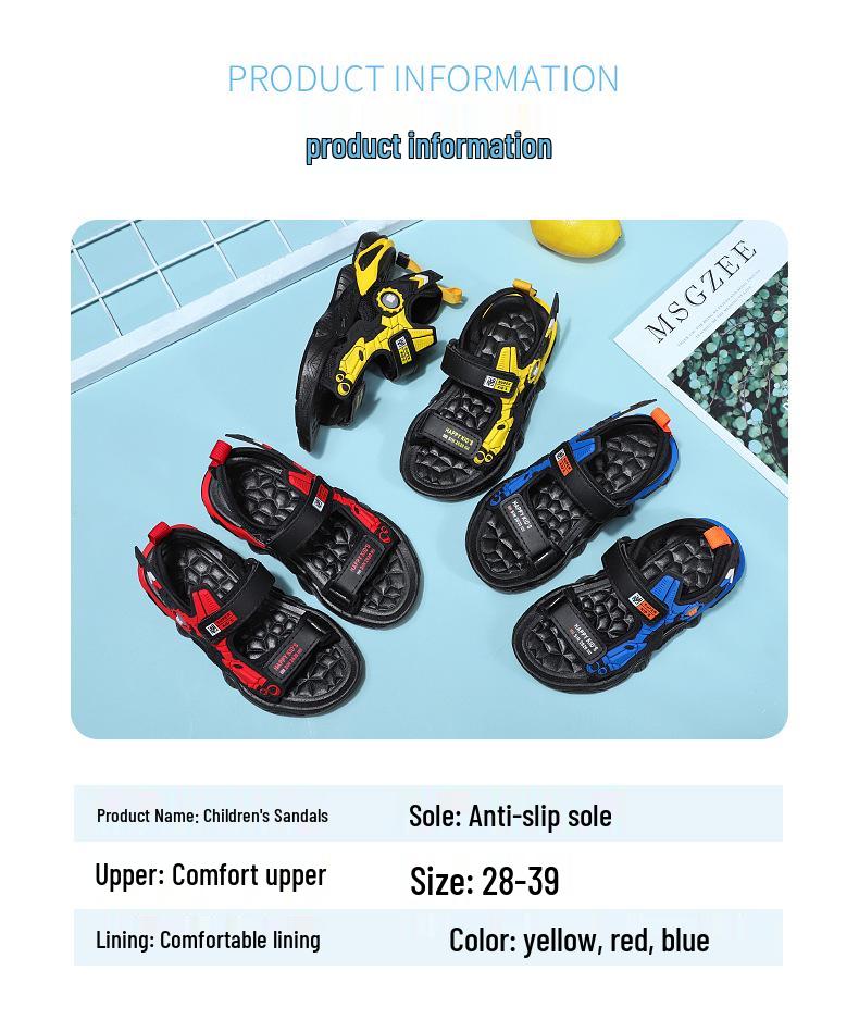 2025 Summer Boys' Non-slip Soft Sole Sandals, Children's Beach and Sports Slippers