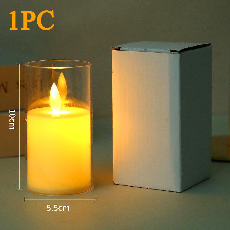 LED Electronic Candle Acrylic Cup Warm Light with Battery Flameless Moving Candle Christmas Church Wedding Home Bedroom Decor