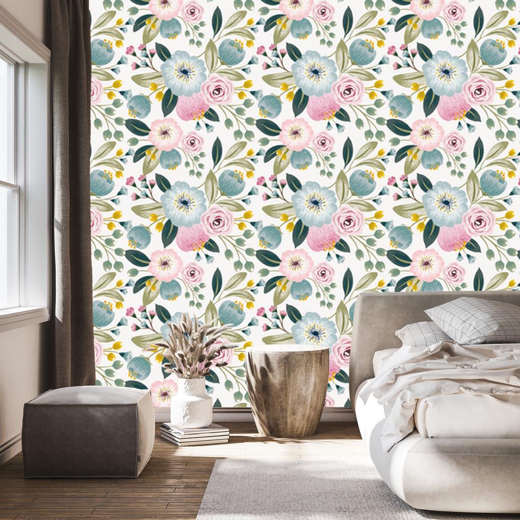 Colorful Spring Flowers Wallpaper for Living Room and Bedroom 50x1000