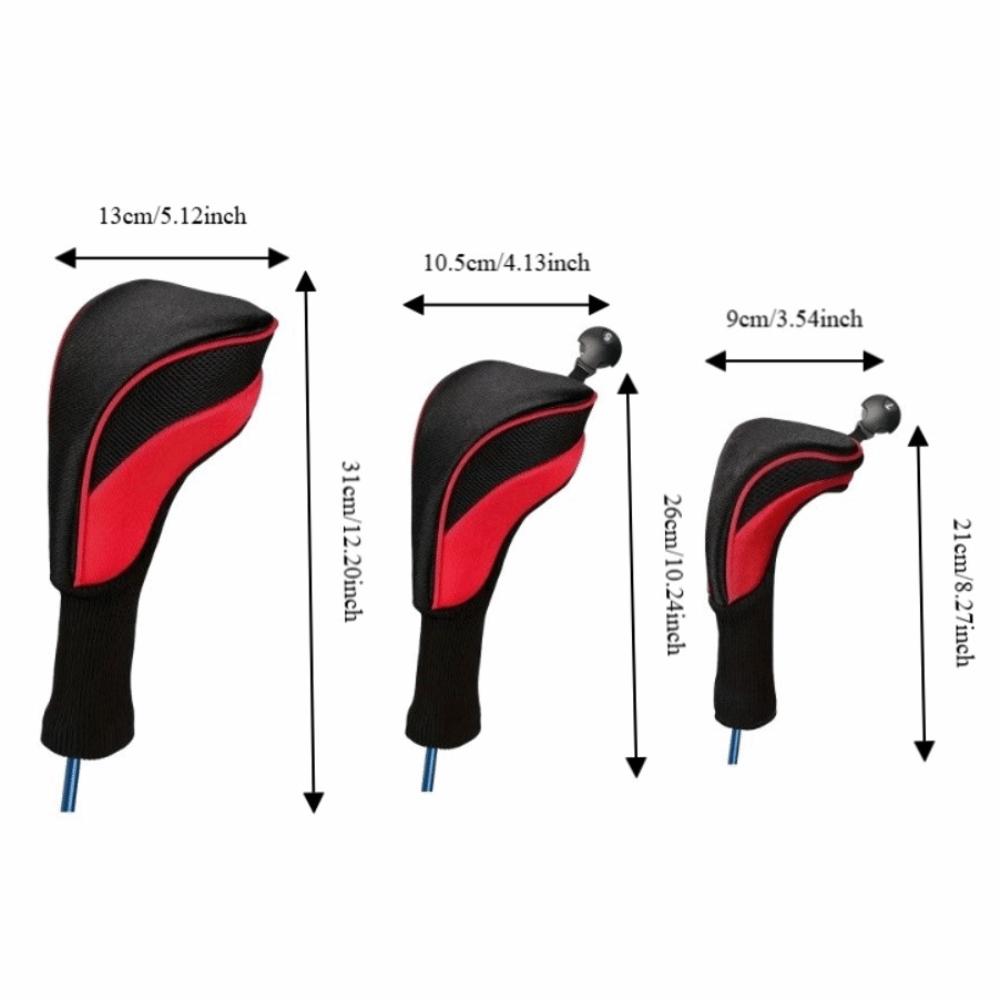 3pcs Mesh Surface Golf Club Covers Long Neck Design Driver Cover Head Covers Set Golf Accessories