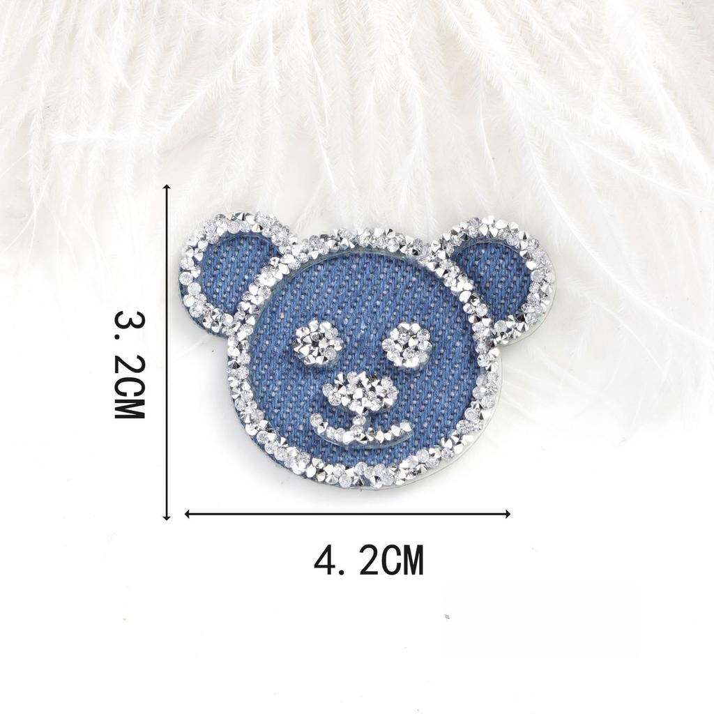 5Pcs Denim Drill Picture Rhinestone Love Diy Accessories Five-pointed Star Three-dimensional Clothing Bag Jewelry Heat Transfer Accessories