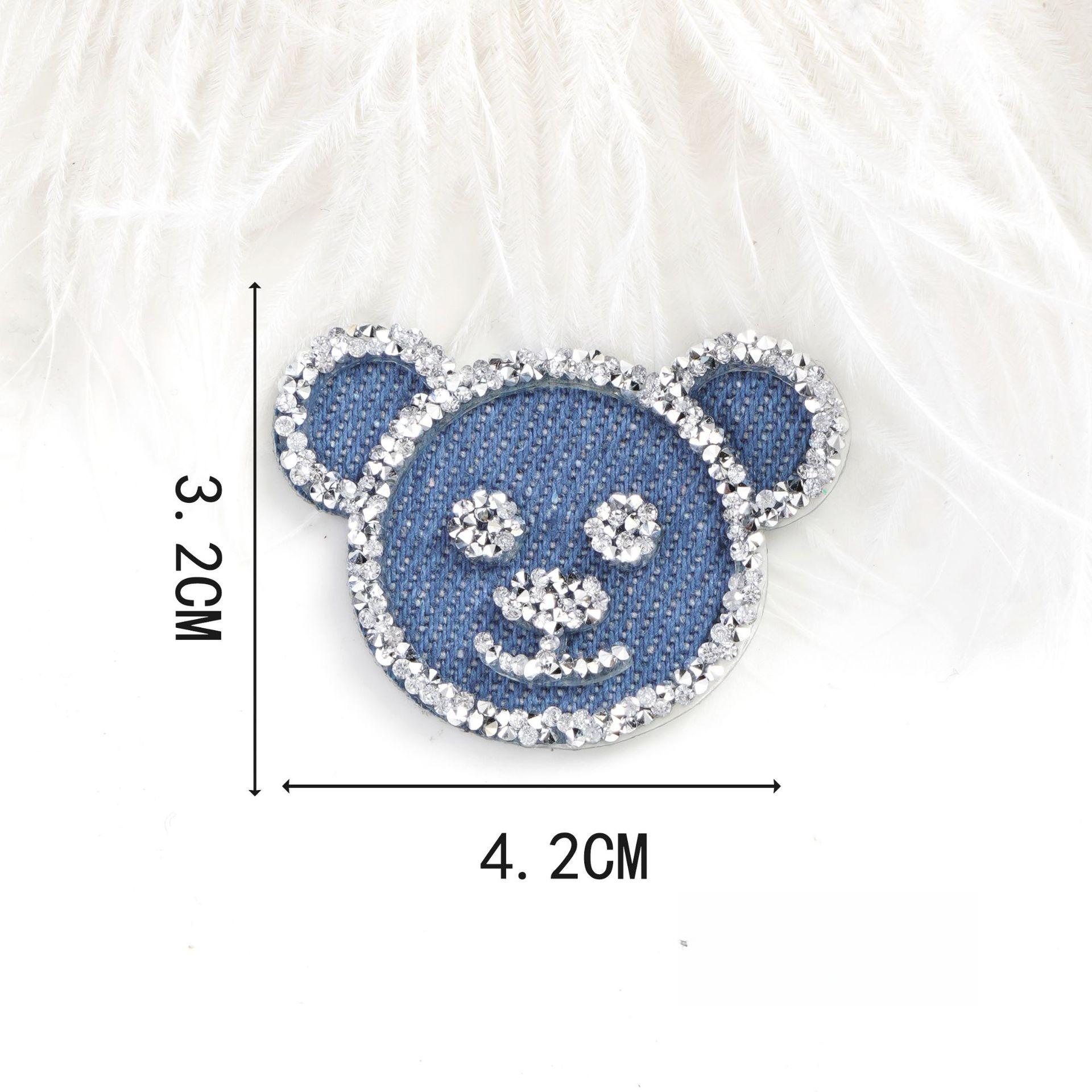 

5Pcs Denim drill picture rhinestone love Diy accessories five-pointed star three-dimensional clothing bag jewelry heat transfer accessories