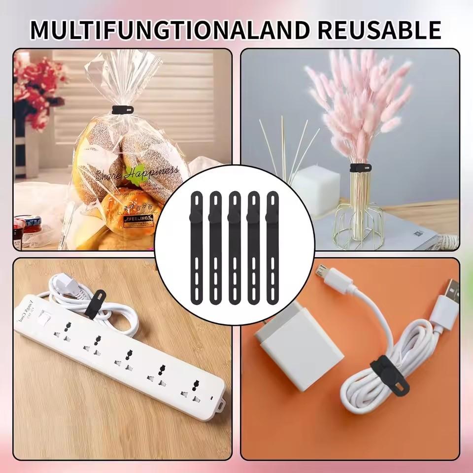 Cable Organizer Reusable Silicone Cable Ties Desk Winder Wire Management Clips for Earphone USB Cord Mouse Home Office Travel