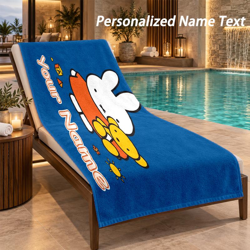 Miffy Custom Name Beach Towel Large Soft Towel for Indoor Bathroom Outdoor Beach