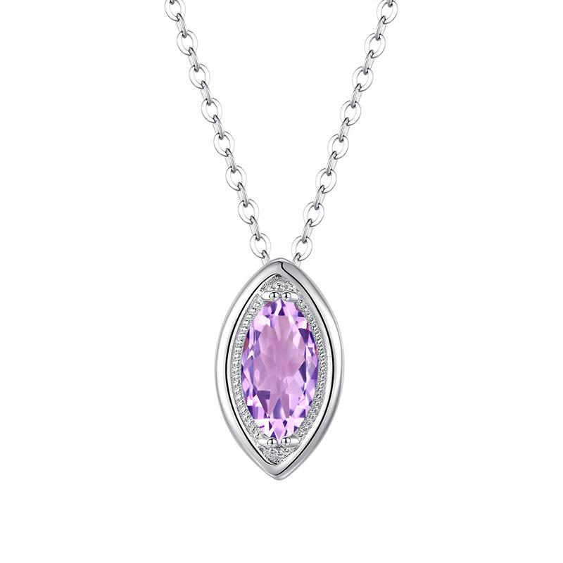 

S925 Sterling Silver Water Drop Collarbone Chain Daily Commuter Horse Eye Shaped Natural Crystal Stone Topaz Garnet Necklace Women s Holiday Gift 925 silver