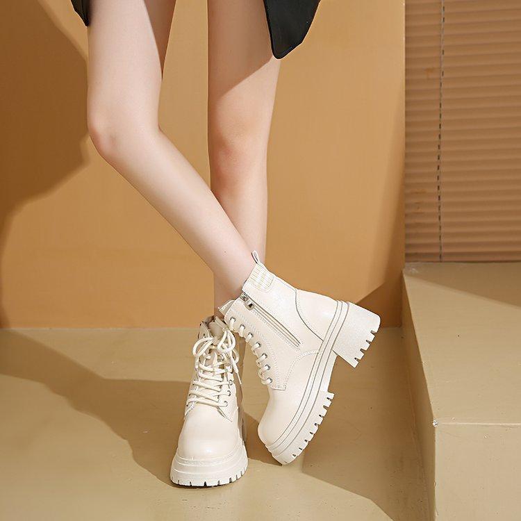 Large size Martin boots women's autumn and winter thick-soled white versatile British feet small explosive short boots Maillard early autumn boots