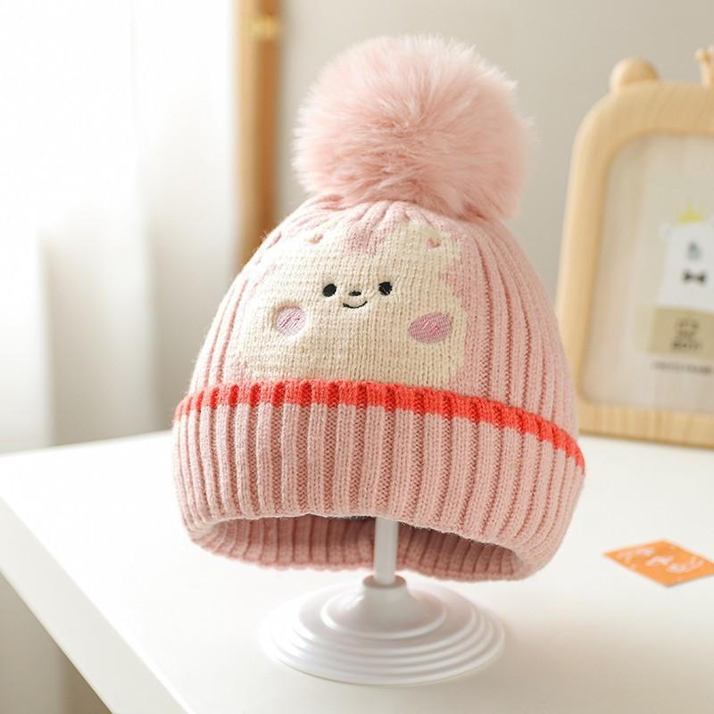Cute little animal knitted hat new children's hat baby wool hat super cute cartoon embroidered thermal cap