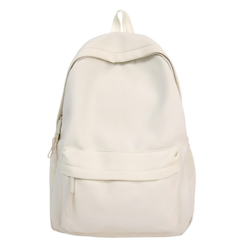 Solid color simple backpack girls' junior high school college student schoolbag large capacity niche versatile design large capacity backpack