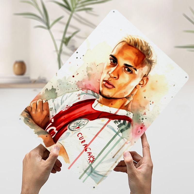 

Antony Football Player Watercolor Portrait Tinplate Poster Customized Wall Art Vintage Metal Signs Retro Tin Plaque for House 20x30cm（7.8x11.8inch）