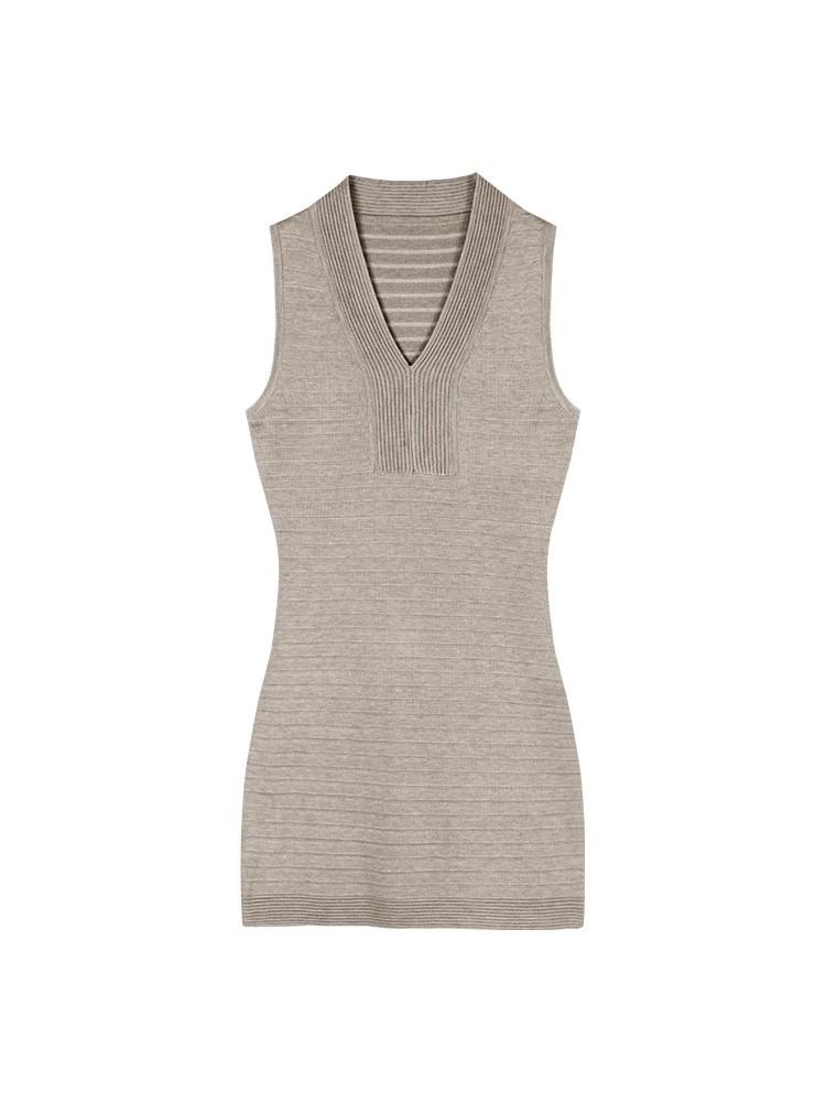 [Core-spun Yarn] Pure Desire Wind V-neck Knitted Vest Dress Women's Summer Tight Short Skirt Sexy Waist and Hip