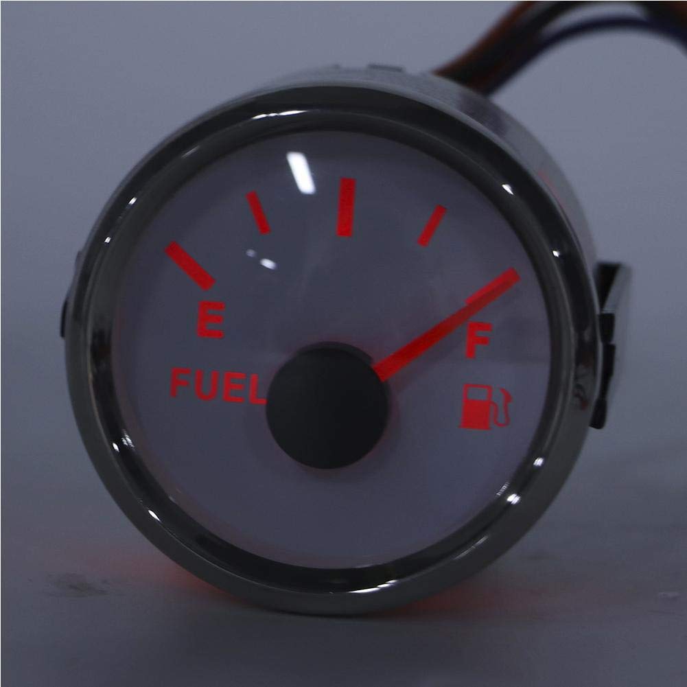 Námořní ukazatel paliva 52mm/2in Ukazatel hladiny palivové nádrže Vodotěsný Signál 0-190 Ohm Ručičkový měřič pro námořní loď auto (Bílý)