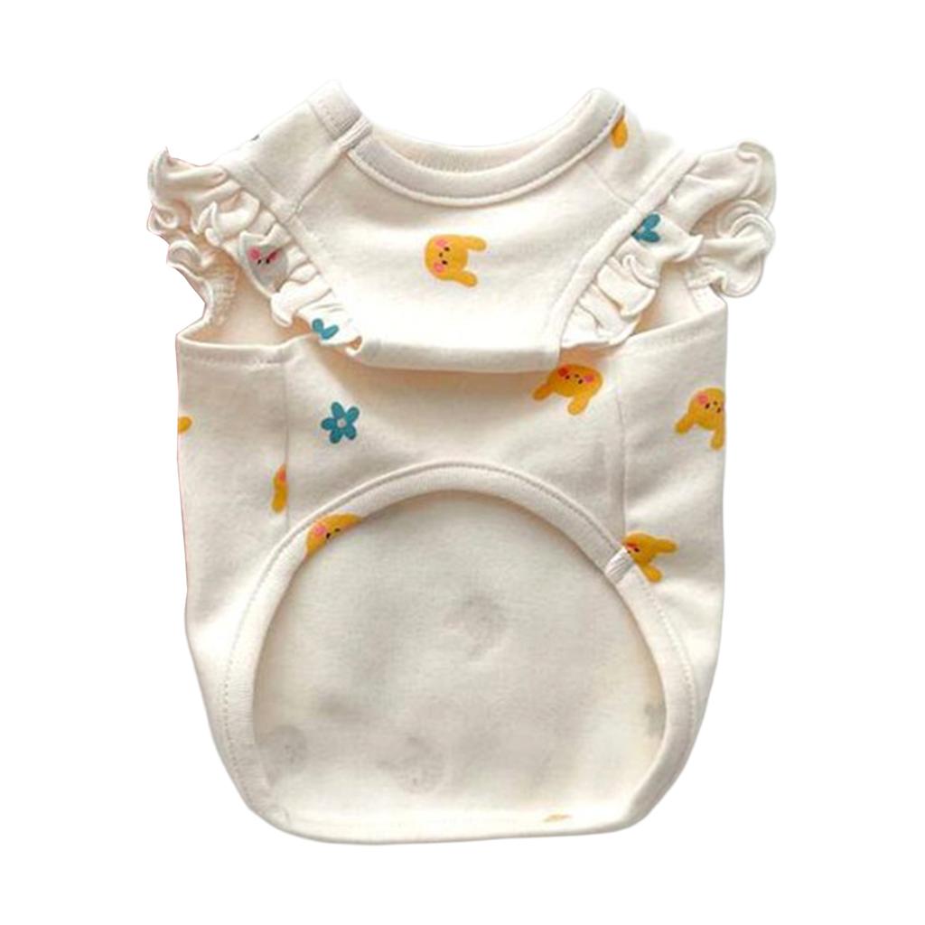 Two Legs Pet Shirt Small Breed Puppy Kitten Fall Rabbits Flowers Bear Embroidery Bodysuit Pet Tank Top Small Medium Dog Cat