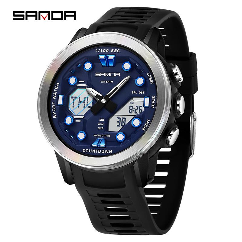 Sanda Watch: Student Fashion Sport, Waterproof, Dual Display, Unisex.