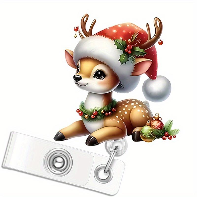 

Christmas Holiday Badge Reel - Cute retractable ID clip for nurses, doctors, and teachers.