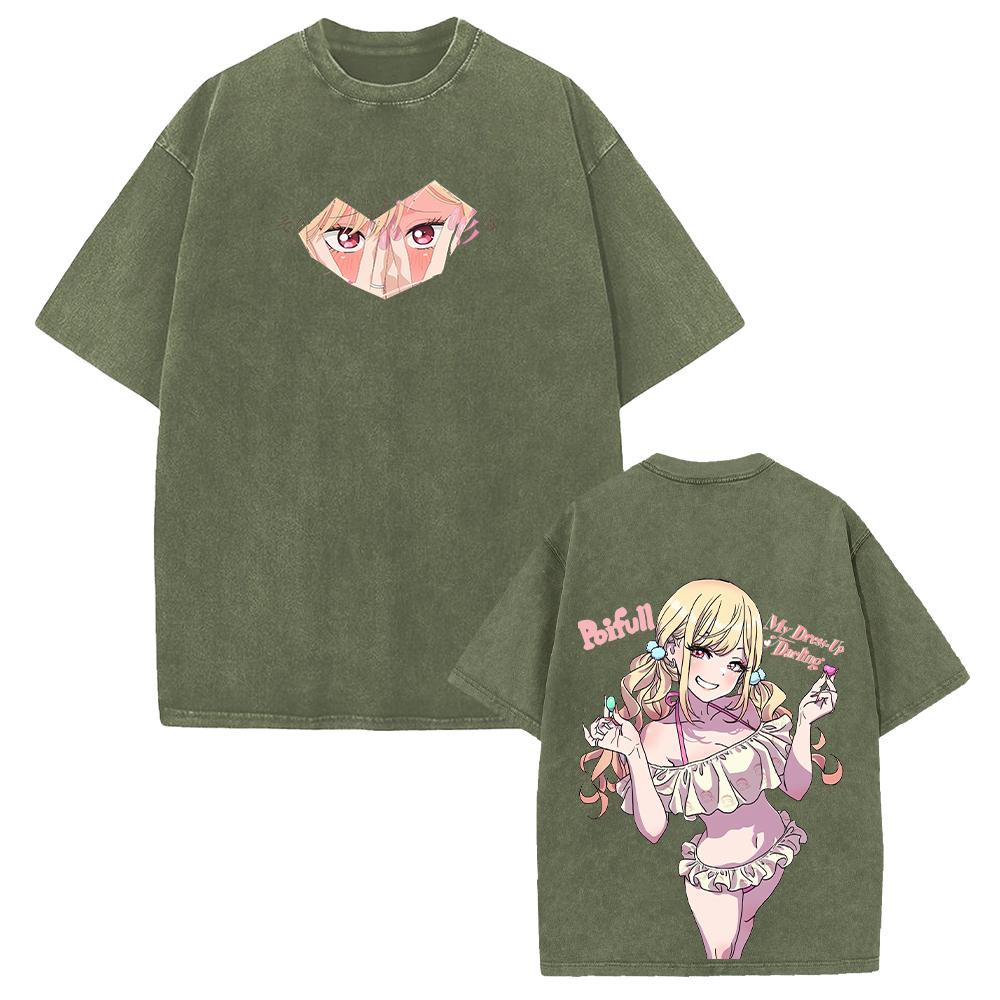 Cute Anime My Dress-Up Darling T-shirt Marin Printed Washed Y2k T Shirt Men Women Clothing Cotton Tees Tops