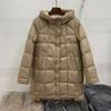 Autumn and winter new medium and long white duck down jacket women's fashion foreign style thickened pressed rubber hooded jacket tide
