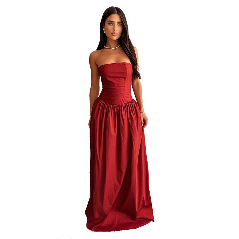 European and American style A pendulum tube top skirt women's 2026 summer new evening dress sexy waist dress