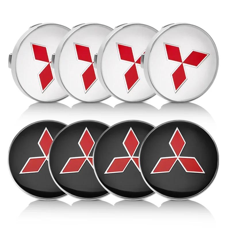 4ks 56mm+60mm Krytky středů kol pro auto, Poklice ráfku, Samolepky s emblémem Pro Mitsubishi Pajero Asx Lancer Outlander 3 l200 Příslušenství
