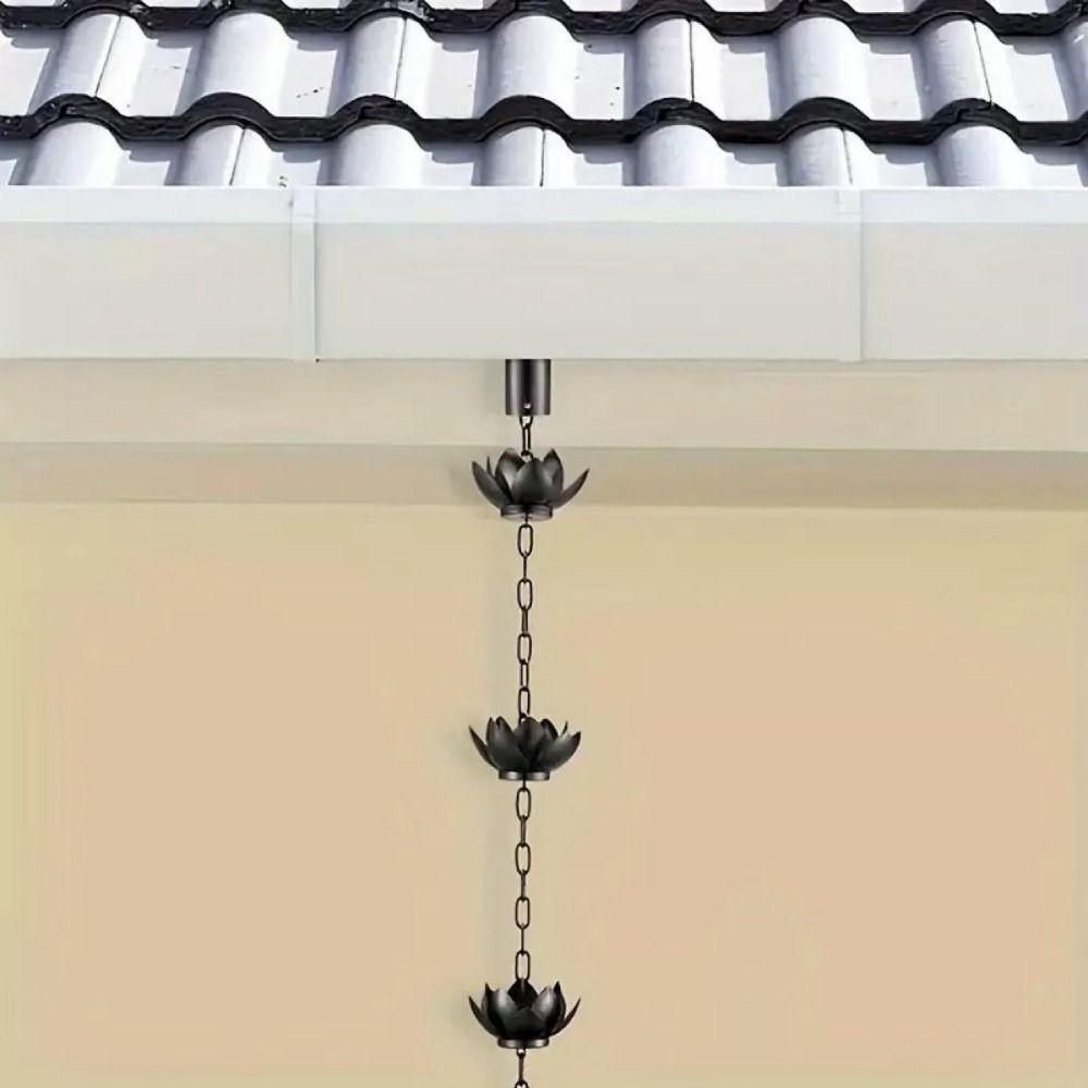 Iron Lotus Rain Catcher Adjustable Length Metal Downspout Chain Lotus Rain Chain Garden Decor