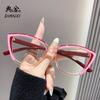 Retro Color Blocked Cat Eye Large Frame Presbyopia Glasses with Anti Blue Light Transparent Lenses Stylish Women Eyewear