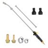 Garden Rinse Wand with Brass Hose Fittings, Metal Tube Body, Two Length Forms, and Locking Handle for Vehicle and Yard Cleaning