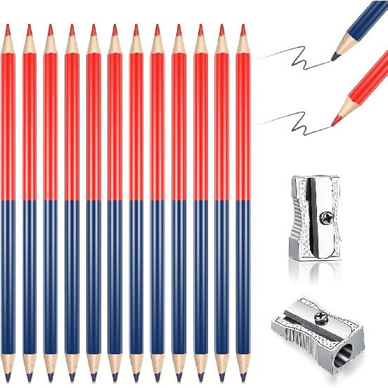 Containlol 36 Pieces Checking Pencils Red and Blue Erasable Pre Sharpened Pencils 2 HB Back to School Essentials with Sharpeners Checking Map Marking