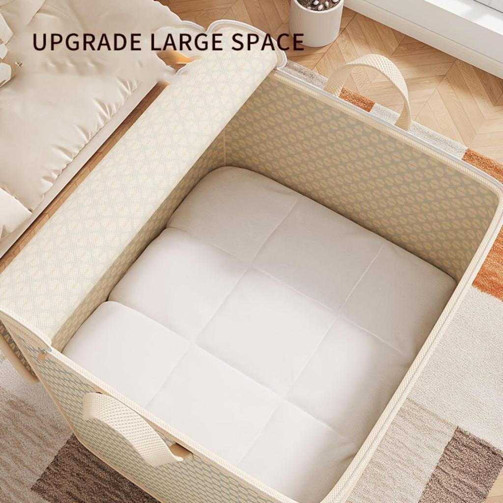 Extra-large 220-liter Fabric Storage Bin for Quilts, Linens, Clothes and Underwear - Portable and Lightweight with Zippers and Handles,Easy Carrying