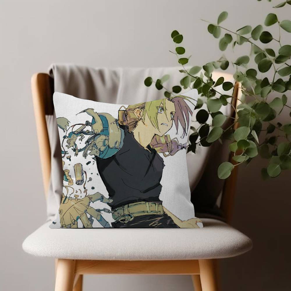 Fullmetal Alchemist Anime Pillow Case Plush Fabric Soft Double Sided Print Sofa Cushion Cover Throw Pillow Covers