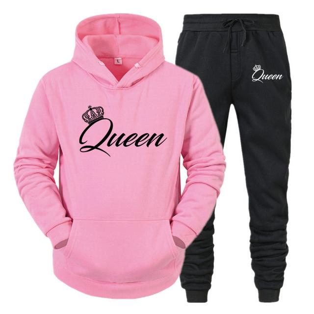 Dámská mikina s dlouhým rukávem, potištěná mikina s dlouhým rukávem, potištěná mikina Queen King Lover Couple Trend Couple tepláková souprava