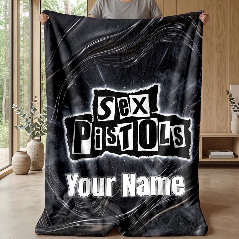Sex Pistols Custom Flannel Throw Blanket Print Your Name Text Soft Warm Blanket Holiday Present