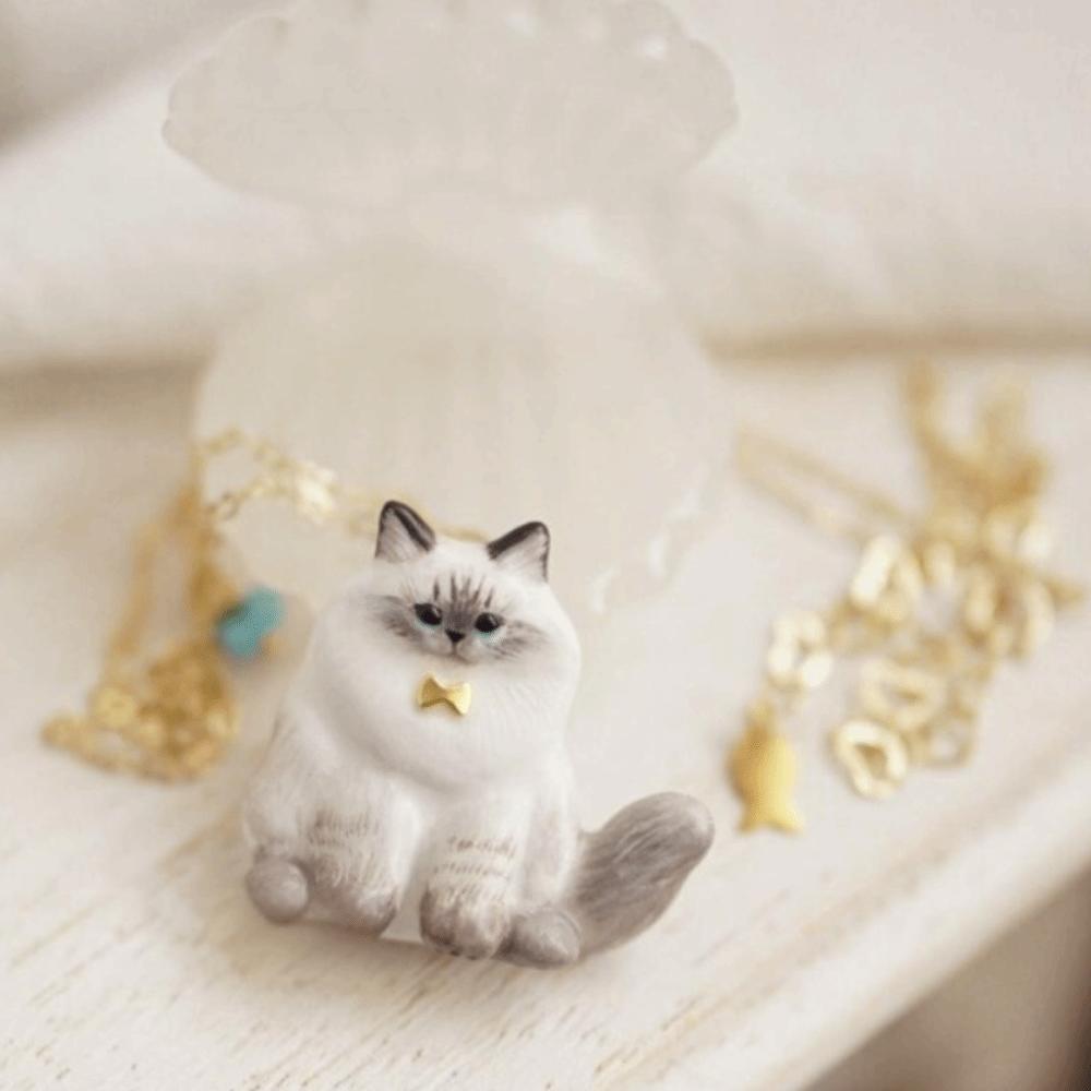 Stainless Steel Animal Necklace Copper Stainless Steel Necklace Cat Pendant Necklace  Jewelry Siamese Cat