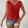 Women's Fashion Lace V-Neck Hollowed-Out Short Sleeveless Vest Top