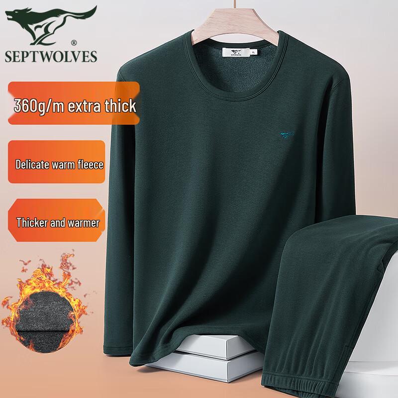 

Septwolves Men s 2nd Gen Thickened Fleece-Lined Thermal Underwear Set L
