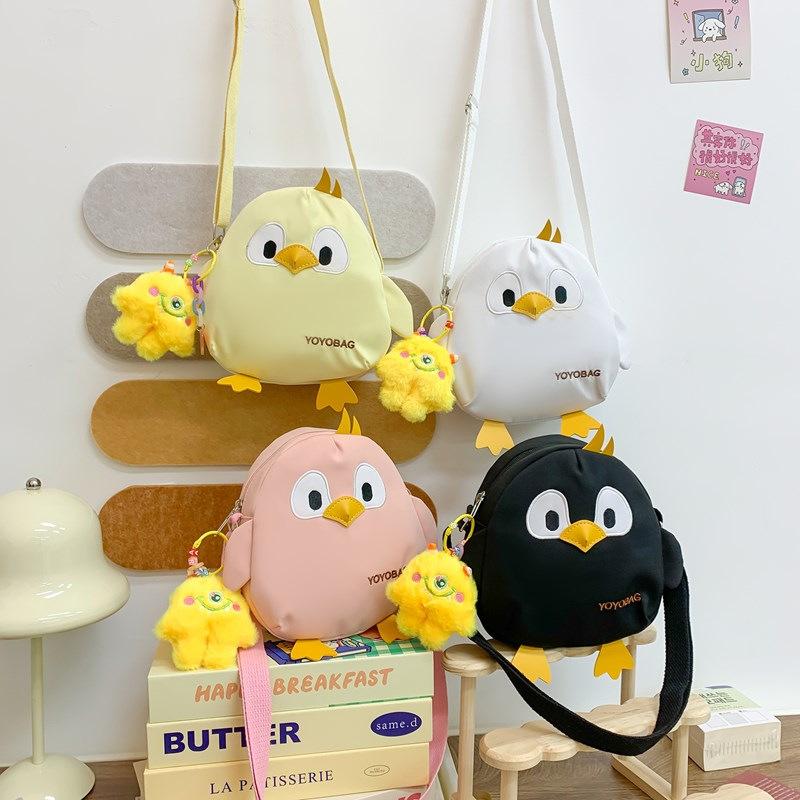 

Japanese ugly cute funny shoulder bag nylon chick bag summer cute messenger bag little fresh student soft girl women s bag Without pendant чорний