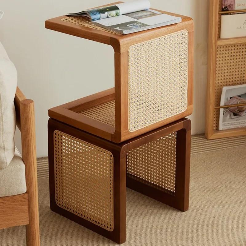 Bedside Solid Rattan Cabinet Namesake Style Coffee Table Chinese Traditional Furniture Sofa Balcony Oriental Furniture Table