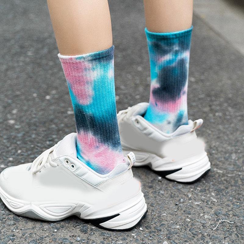 Men and Women Socks Cotton Tie-dye Skateboard Hiphop Tube Socks White Socks  Lace Socks for Women