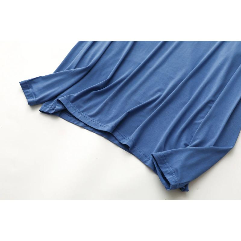 Modal Mens Homewear Pajamas V-neck Long Sleeve Pants Kit Draping Smooth Elastic Comfortable Sleepwear Pyjama Homme