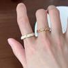 Retro Rose Shell Pearl Ring Female Colorful Sugar Cube Ring  Personality Adjustable Wave Pattern Ring Jewelry Gift