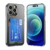 For iPhone 15 Pro Max Clear Phone Case with Screen Film WANLONFENG CK Series Card Holder Cover (Big Lens Hole)