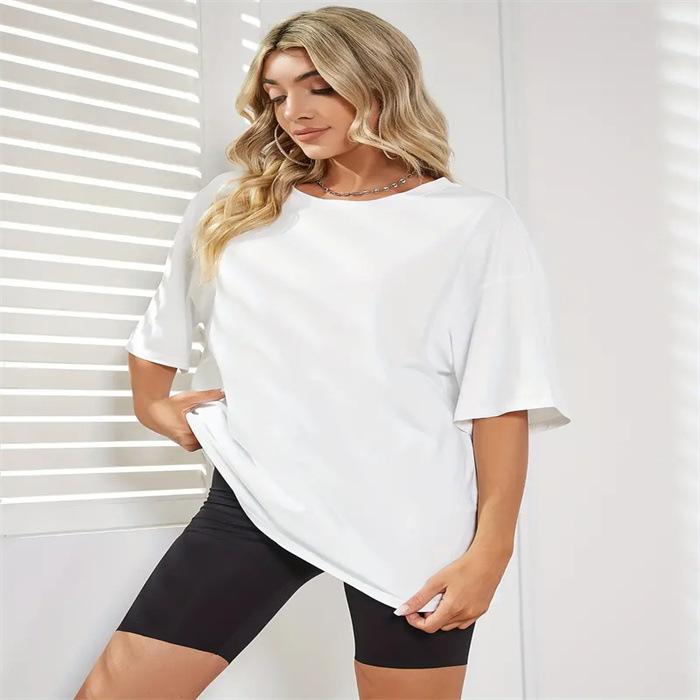 Sommer-T-Shirts mit Rundhalsausschnitt und Aufdruck, modisch, lässig, süß, kurzärmelig, für Damen, reine Baumwolle