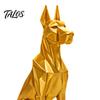 Geometric Doberman Figurine 3D Printed Figurine, Golden Dog Decorative Sculpture, Modern Animal Shape Decor Statue for Home Office Desk, Gift Lovers