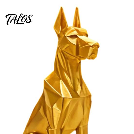 Geometric Doberman Figurine 3D Printed Figurine, Golden Dog Decorative Sculpture, Modern Animal Shape Decor Statue for Home Office Desk, Gift Lovers