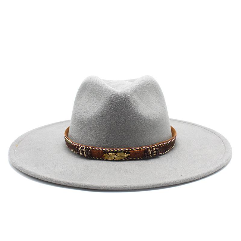Men And Women Fedora Hat Big Eaves Hat Jazz Hat Spring Women'S Hat Gambler Hat Felt Hat
