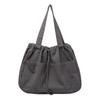IELGY Japanese casual drawstring bundle handbag, retro washed canvas fashionable solid color shoulder women's bag