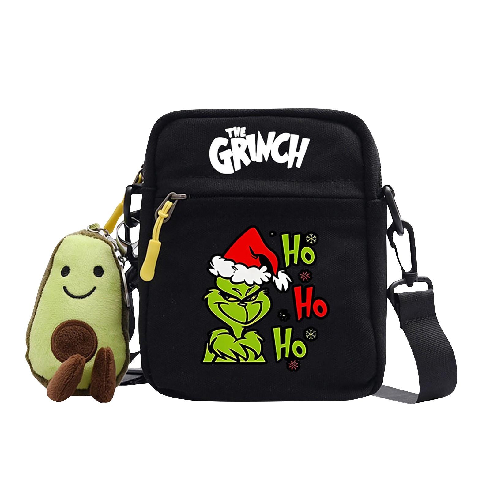 

Маленькая квадратная рождественская сумка, милая сумка через плечо, красочная холщовая сумка через плечо с застежкой-молнией и принтом One Size